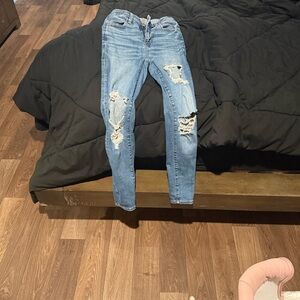 American Eagle Outfitters Light Blue Distressed Skinny Jeans